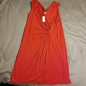 Red Partial Wrap Lined Dress - Never worn